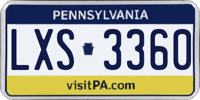 PA license plate LXS3360