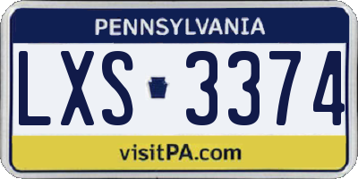 PA license plate LXS3374