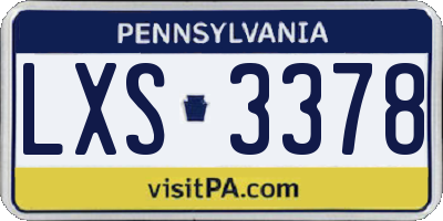 PA license plate LXS3378