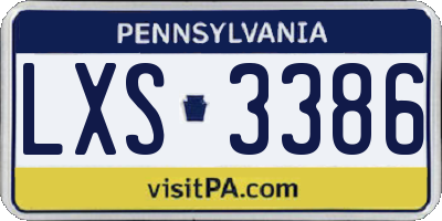 PA license plate LXS3386