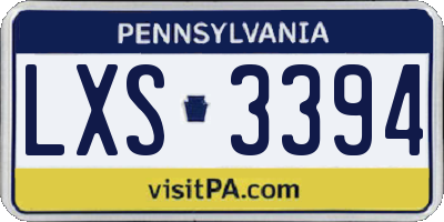PA license plate LXS3394