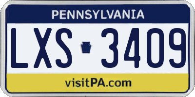PA license plate LXS3409