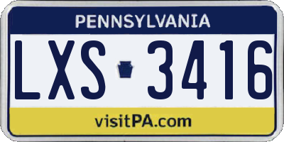PA license plate LXS3416