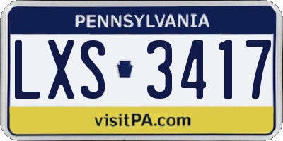 PA license plate LXS3417