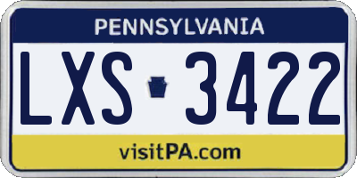 PA license plate LXS3422