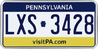 PA license plate LXS3428