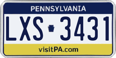 PA license plate LXS3431