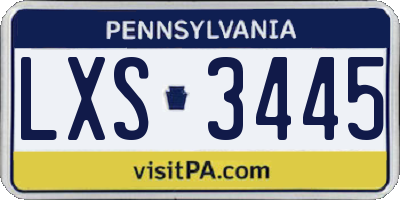 PA license plate LXS3445