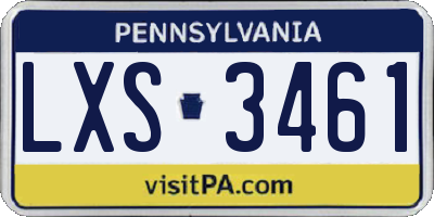 PA license plate LXS3461