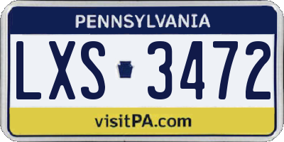 PA license plate LXS3472