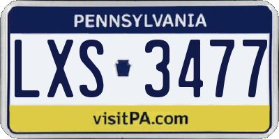 PA license plate LXS3477