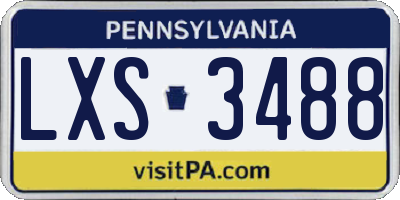PA license plate LXS3488