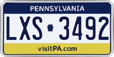 PA license plate LXS3492