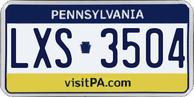 PA license plate LXS3504