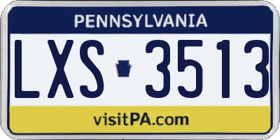 PA license plate LXS3513