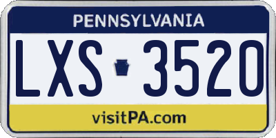 PA license plate LXS3520