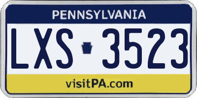 PA license plate LXS3523