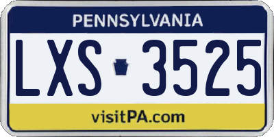 PA license plate LXS3525