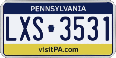 PA license plate LXS3531