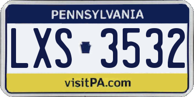 PA license plate LXS3532