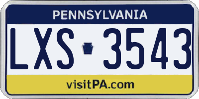 PA license plate LXS3543