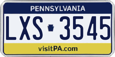 PA license plate LXS3545
