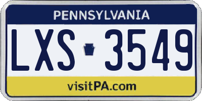 PA license plate LXS3549