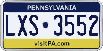 PA license plate LXS3552