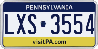PA license plate LXS3554