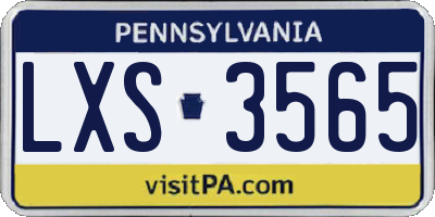 PA license plate LXS3565