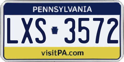 PA license plate LXS3572