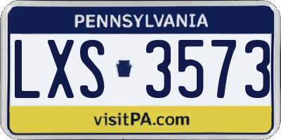 PA license plate LXS3573