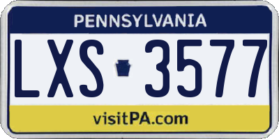 PA license plate LXS3577