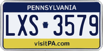 PA license plate LXS3579