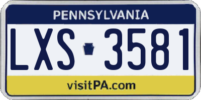 PA license plate LXS3581