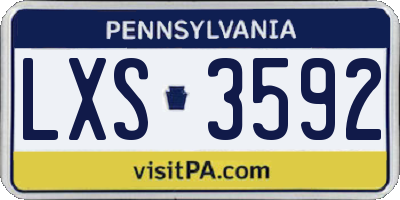 PA license plate LXS3592