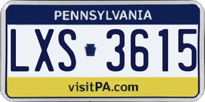 PA license plate LXS3615
