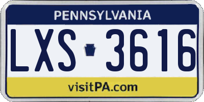 PA license plate LXS3616