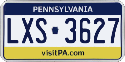 PA license plate LXS3627