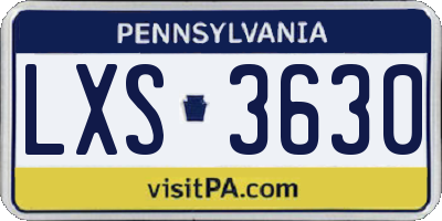 PA license plate LXS3630