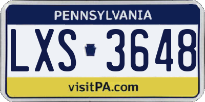 PA license plate LXS3648