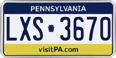 PA license plate LXS3670