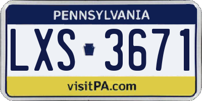 PA license plate LXS3671