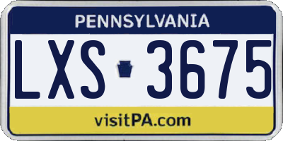PA license plate LXS3675