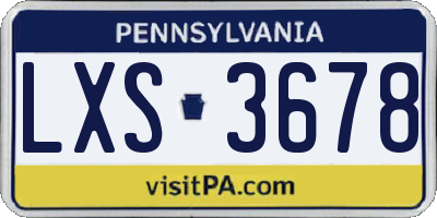 PA license plate LXS3678