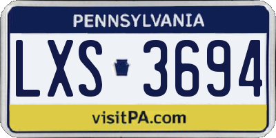 PA license plate LXS3694