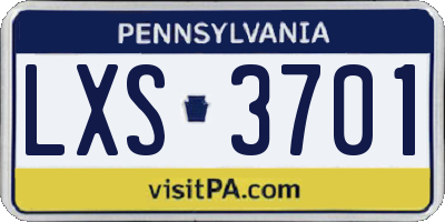 PA license plate LXS3701