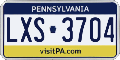 PA license plate LXS3704