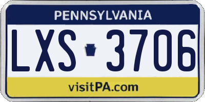 PA license plate LXS3706