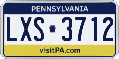 PA license plate LXS3712